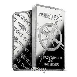 10 Troy oz. 999 Silver Provident Metals Bar. Sealed in Plastic. MADE IN USA