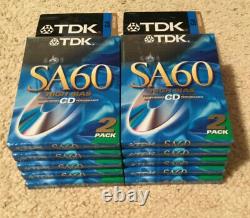 10x Pack Of 2 New Sealed TDK SA 60 Tapes Type II Made In Japan Assembled In USA