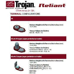 12x Trojan Reliant T105-AGM 6V 217Ah Deep-Cycle Sealed AGM Battery Made in USA