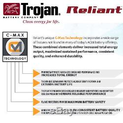 12x Trojan Reliant T875-AGM 8V 160Ah Deep Cycle Sealed AGM Battery Made in USA