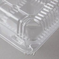 (500 Pack) Clear Hinged Lid All Purpose Plastic Container Tight Seal Made in USA