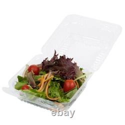 (500 Pack) Clear Hinged Lid All Purpose Plastic Container Tight Seal Made in USA