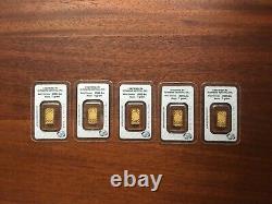 (5x) Sunshine Minting Gold Gram Bars Lot Sealed in Assay! Made in USA
