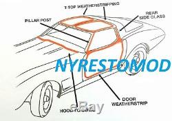 73-77 Corvette Weatherstrip Rubber Doors T-tops Kit Made In The USA