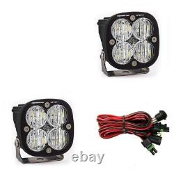 Baja Designs Squadron Sport Black Wide Cornering Beam LED Pair With Rock Guards