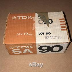 Box of 10 New Sealed TDK SA C90 Cassette Tape Made in USA