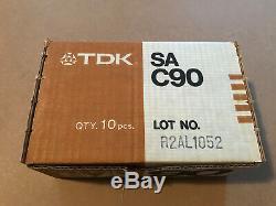 Box of 10 New Sealed TDK SA-C90 Cassettes Tapes Made In USA