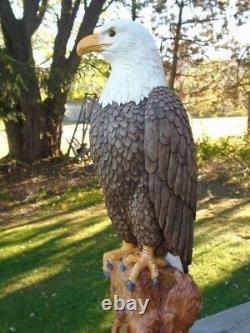 Concrete Statue American Bald Eagle, Hand Painted, Made in USA, Garden Decor