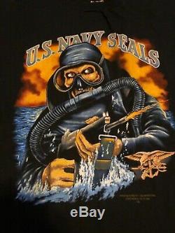 EUC Vintage 1992 90s 3D Emblem US Navy Seals Frogmen T Shirt USA Made Size XL