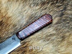 Hand Made 1095 Butcher Knife By Mark Mccoun USA Sealed Tiger Maple #1