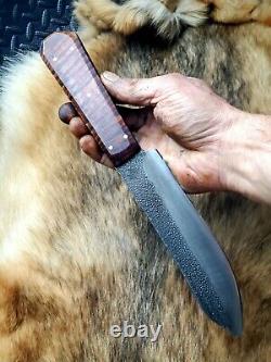 Hand Made 1095 Butcher Knife By Mark Mccoun USA Sealed Tiger Maple #2