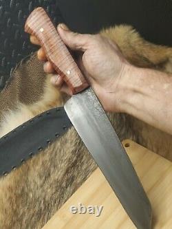 Hand Made 8 Seax Chefs Knife By Mark Mccoun USA Sealed Tiger Maple