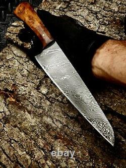 Hand Made Damascus 8 Chefs Knife By Mark Mccoun USA Sealed Thuya Burl