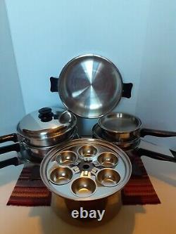 Huge 21pc Nutri-Seal Cookware Set 18 8 stainless steel pan 3 ply made in USA