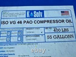 K-Solv ISO VG 46 PAO Compressor Oil USA MADE New Sealed 55 Gallon Drum