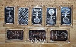 Lot of 8 Silver 1 Troy oz Bar Mint Morgan Dollar Design Bar. 999 Fine Sealed