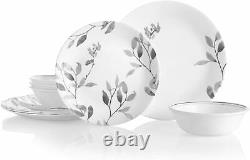NEW 12-Piece Dinnerware Set Service for 4 Leaves USA MADE Chip Resistant SEALED