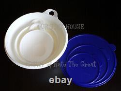 NEW Vintage Tupperware Thatsa Bowl SET 3 White Bowls & Blue Seals USA Made NOS