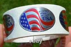 Proudly Made In USA Adhesive Oval Foil Embossed Stamped Seals Labels Stickers