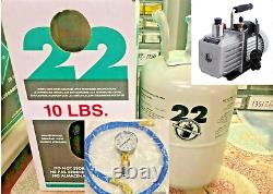 R22, refrigerant 10 Lb. SEALED, FAST SHIP, USA MADE, Recharge Kit & Vacuum Pump