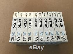 Set Of 10 New Sealed TDK SA 60 Cassettes Type II Made In Japan Assembled USA