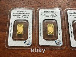 Sunshine Minting Gold Gram Bars Sealed in Assay Made in USA Lot of 5