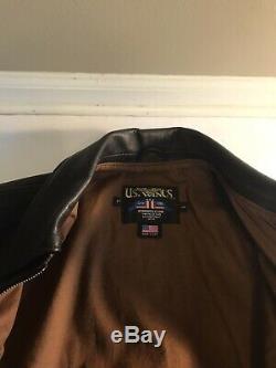 US Wings Brown Leather Jacket Mens Size L Color Seal Brown Made In USA