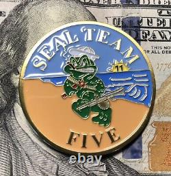 U. S. NAVY SEAL TEAM 5 FIVE CHALLENGE COIN /'90's-'05 / GENUINE USA MADE