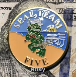 U. S. NAVY SEAL TEAM 5 FIVE CHALLENGE COIN /'90's-'05 / GENUINE USA MADE
