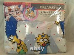 VTG 1990 The Simpsons Full Size Sheet Set New Sealed USA made Flat Fitted Pillow