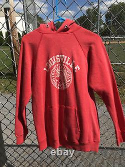 Vintage 80s Champion USA Made University Of Louisville Crest Seal Hoodie