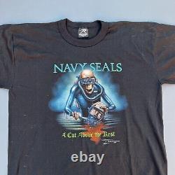 Vintage 80s Navy Seals Tee Shirt Singke Stitch 50/50 Made In USA 3d Emblem XL