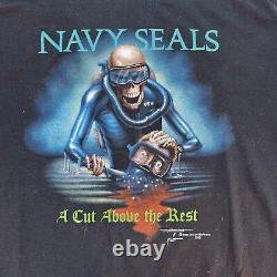 Vintage 80s Navy Seals Tee Shirt Singke Stitch 50/50 Made In USA 3d Emblem XL