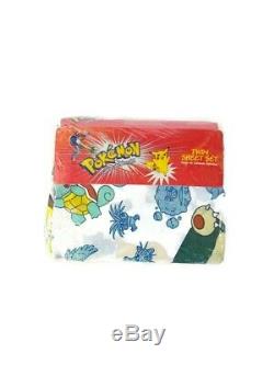 Vintage 90's POKEMON Twin Bed Sheet Set Pikachu MADE IN USA Factory Sealed NWT
