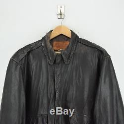 Vintage A-2 Seal Brown Leather Flight Bomber Jacket Made In USA Talon Zip L / XL