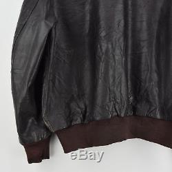 Vintage A-2 Seal Brown Leather Flight Bomber Jacket Made In USA Talon Zip L / XL