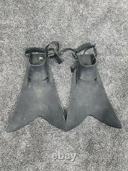 Vintage Force Fins Size Large Black, Made in USA Military Seals Boogie Boarding