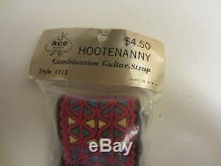 Vintage Genuine ACE Hootenanny Hippie Woven Guitar Strap USA Made Unused Sealed