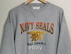 Vintage M. J. Soffe USA Made Crewneck Sweatshirt NAVY SEALS TEAM 2 Men's XL