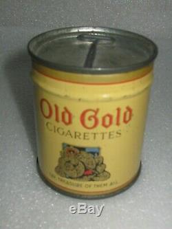 Vintage Round Tin Can with Pressed Lid Old Gold Cigarettes Still Sealed Made USA