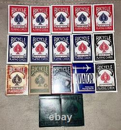 Vtg Bicycle Playing Cards Poker 808 Lot Of 17 Blue Seal Made in USA Cincinnati
